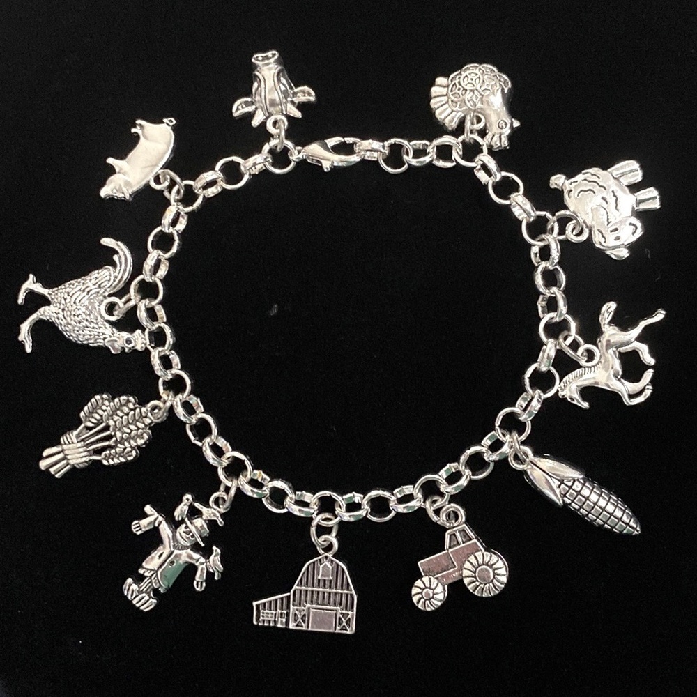 Farm Charm Bracelet Barnyard Animals Farming